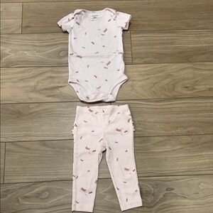 Carter's Ribbed Light Pink Baby Onesie with Dragonfly Print